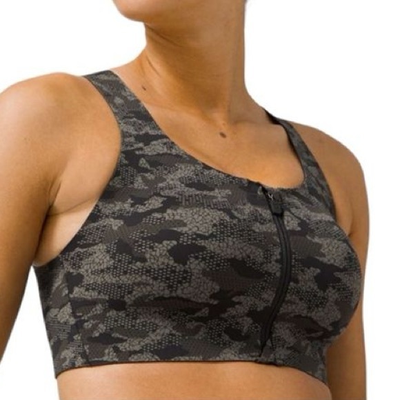 Lululemon Enlite Bra Zip Front High Support Collage Camo Mini Black 38C - Picture 4 of 8